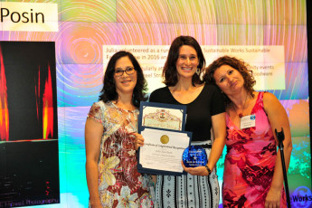 Co-Eds Gina and Susy pose with Eco Star awardee Julia Posin